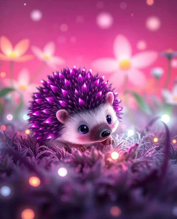 Adorable little glowing hedgehog online puzzle