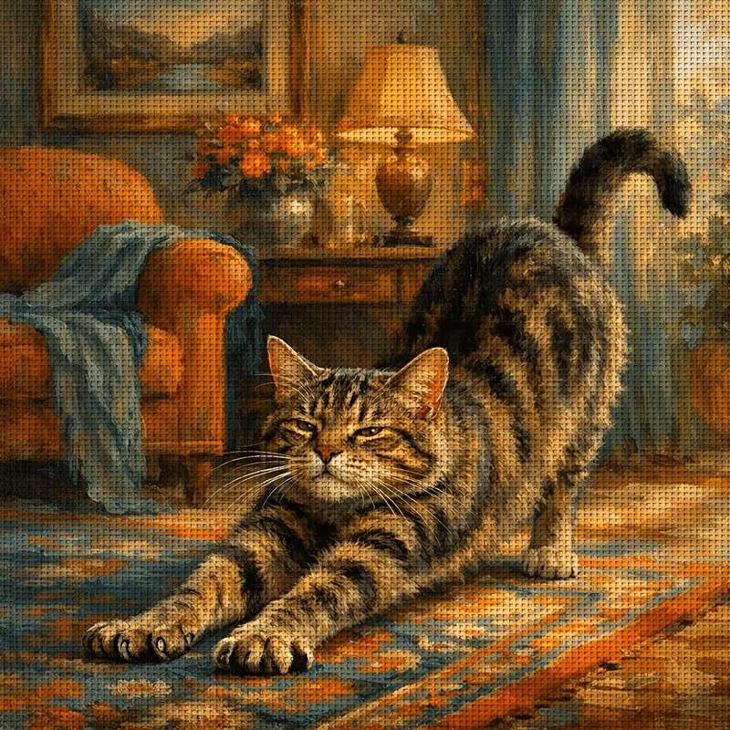 stretching cat jigsaw puzzle online