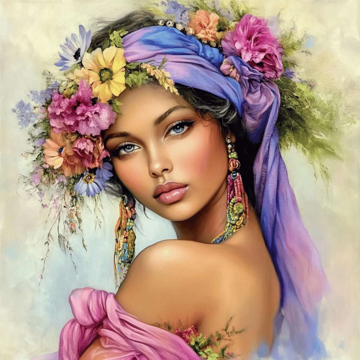 En touch av blommig stil pussel på nätet