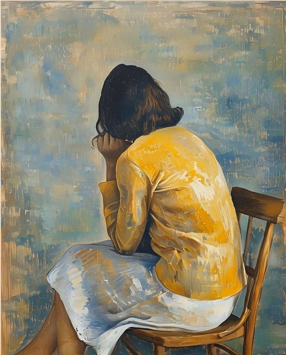 donna seduta su una sedia puzzle online