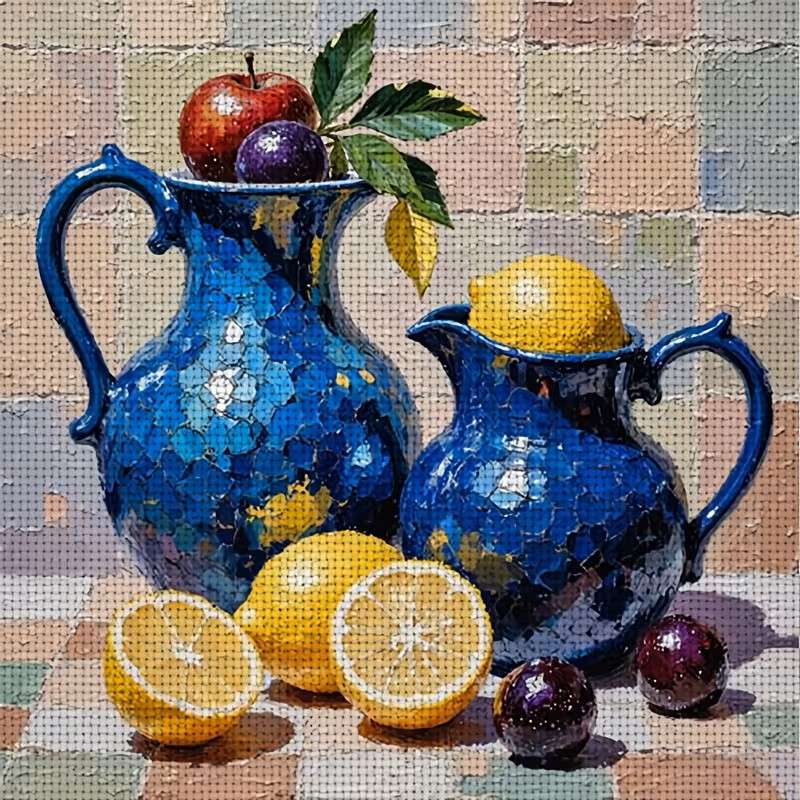 cruches bleues et citrons puzzle en ligne