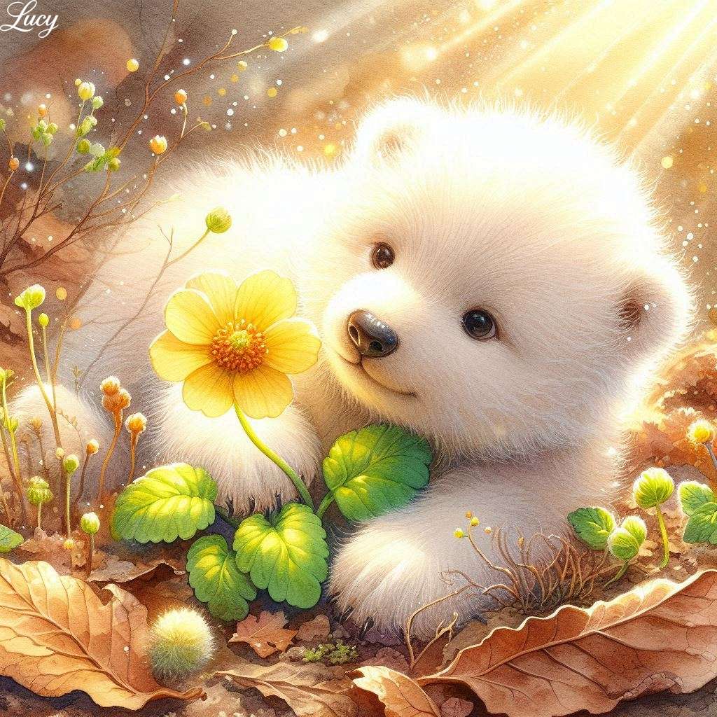 Um filhote de urso branco fofo quebra-cabeças online