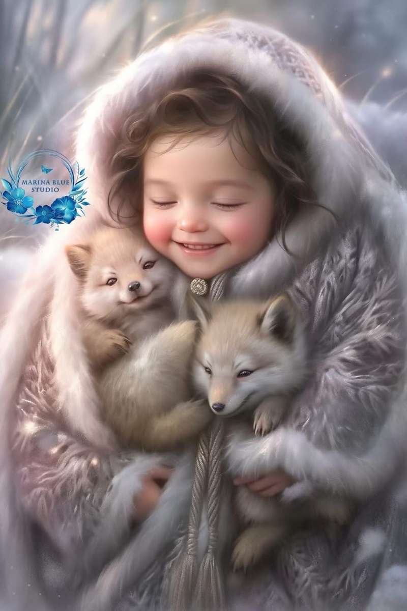 fetița și puii de vulpe jigsaw puzzle online