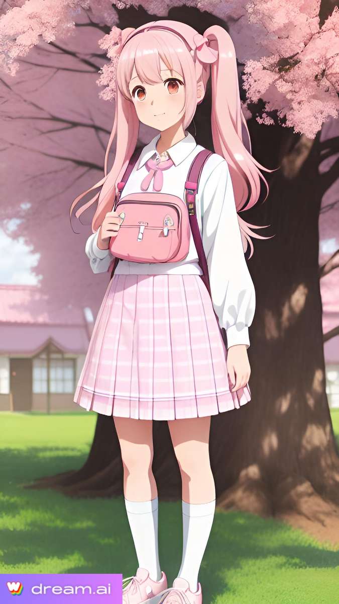 Jolie écolière rose puzzle en ligne