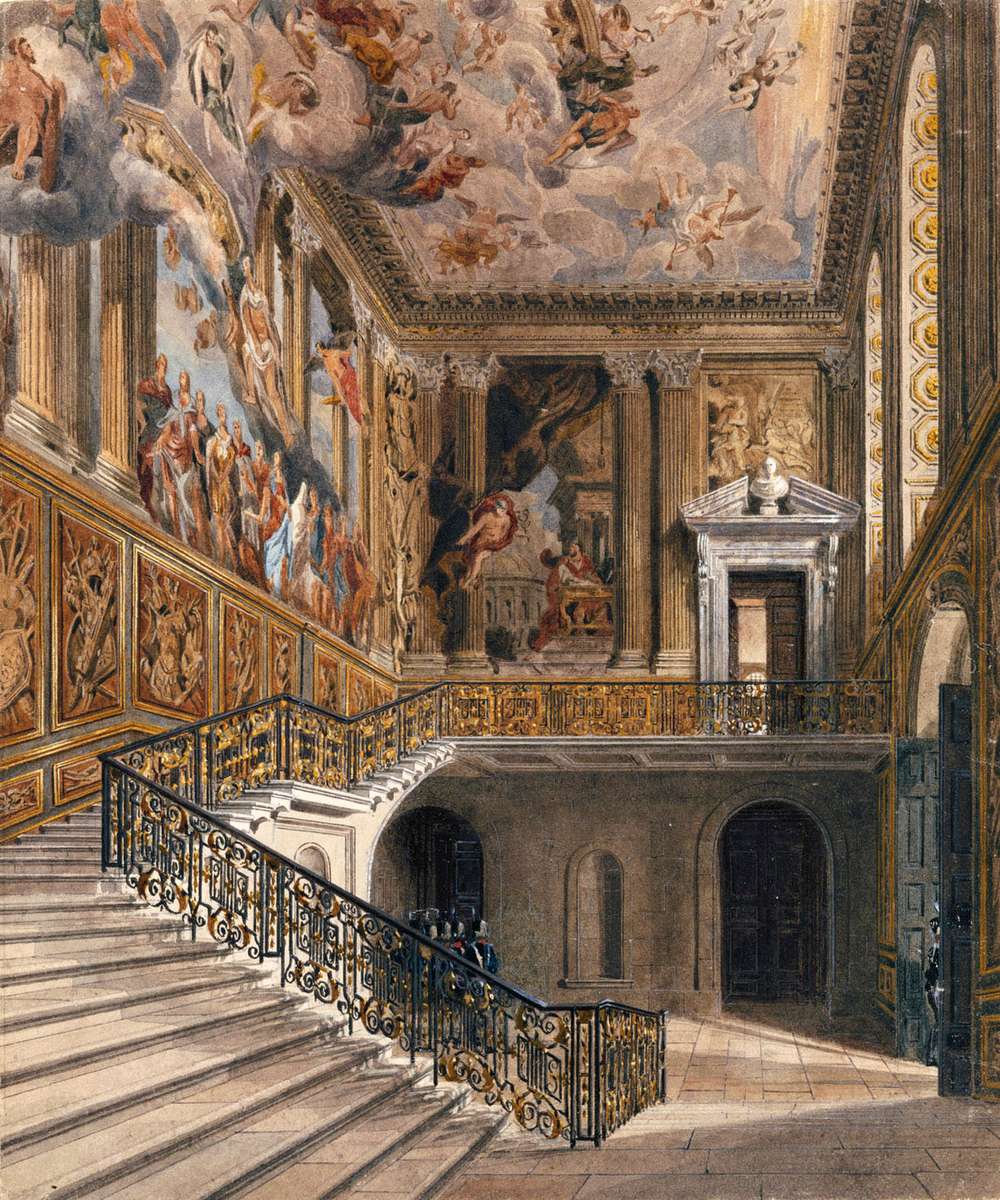 Cattermole R -1817- Grand Staircase, Hampton Court jigsaw puzzle online