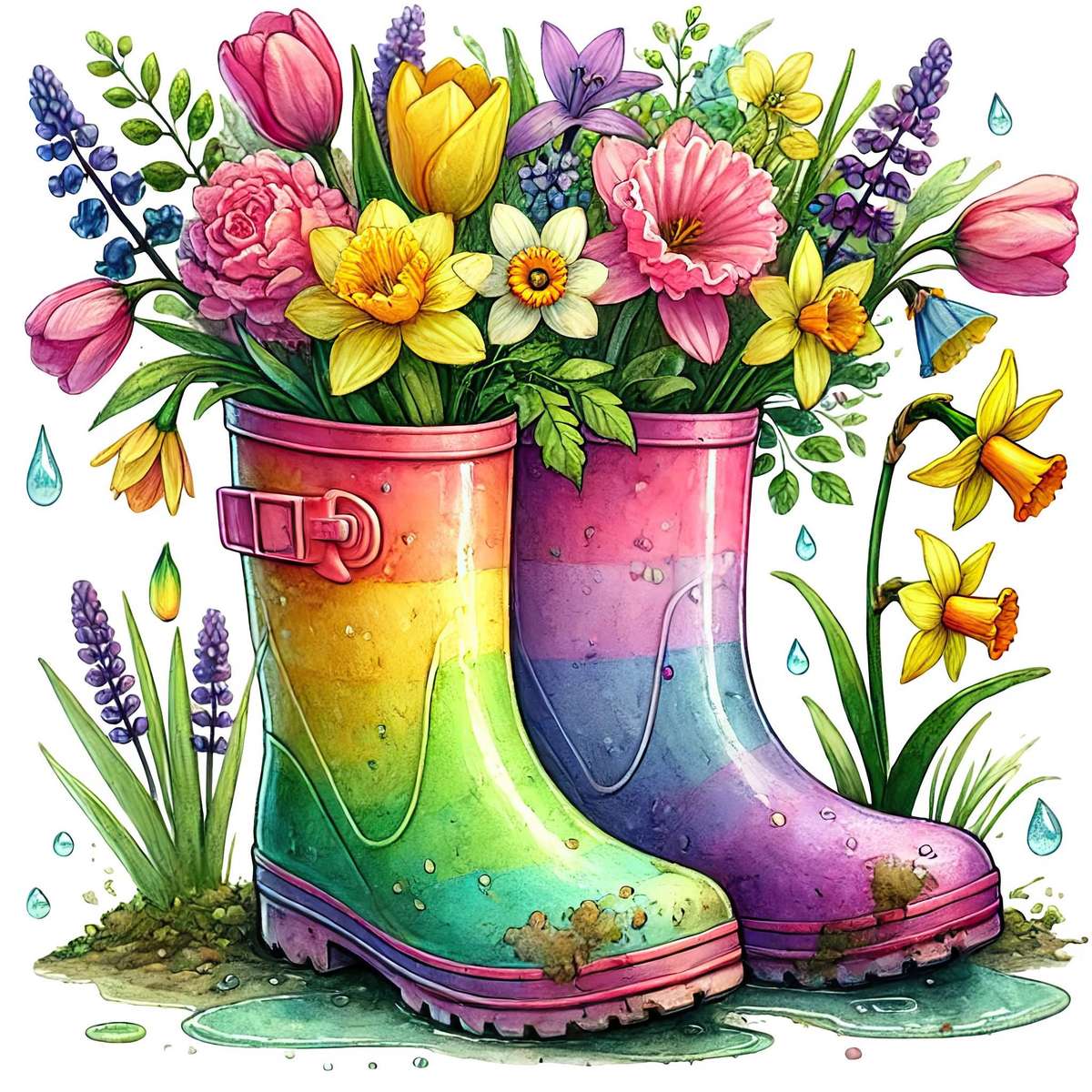 Stivali fioriti puzzle online