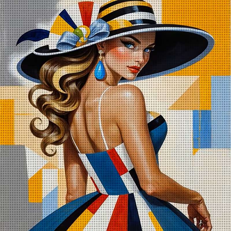 Elegante signora in un cappello puzzle online