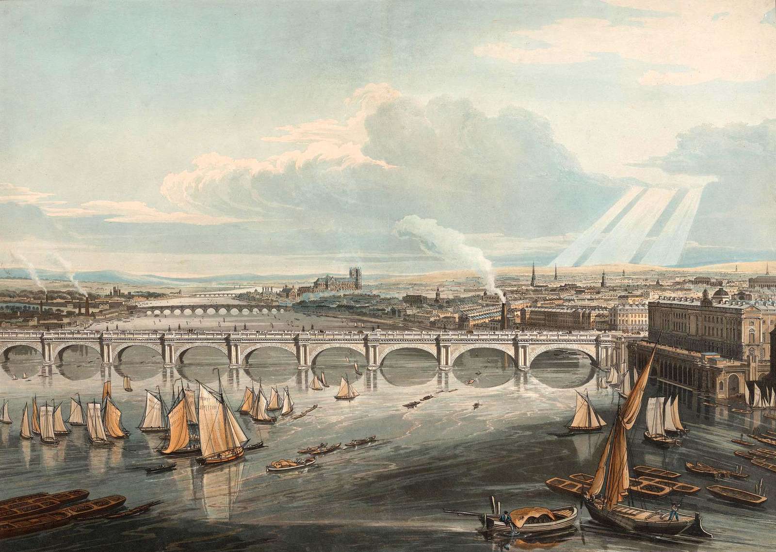 Havell R -1817- London, Waterloos Bridge jigsaw puzzle online