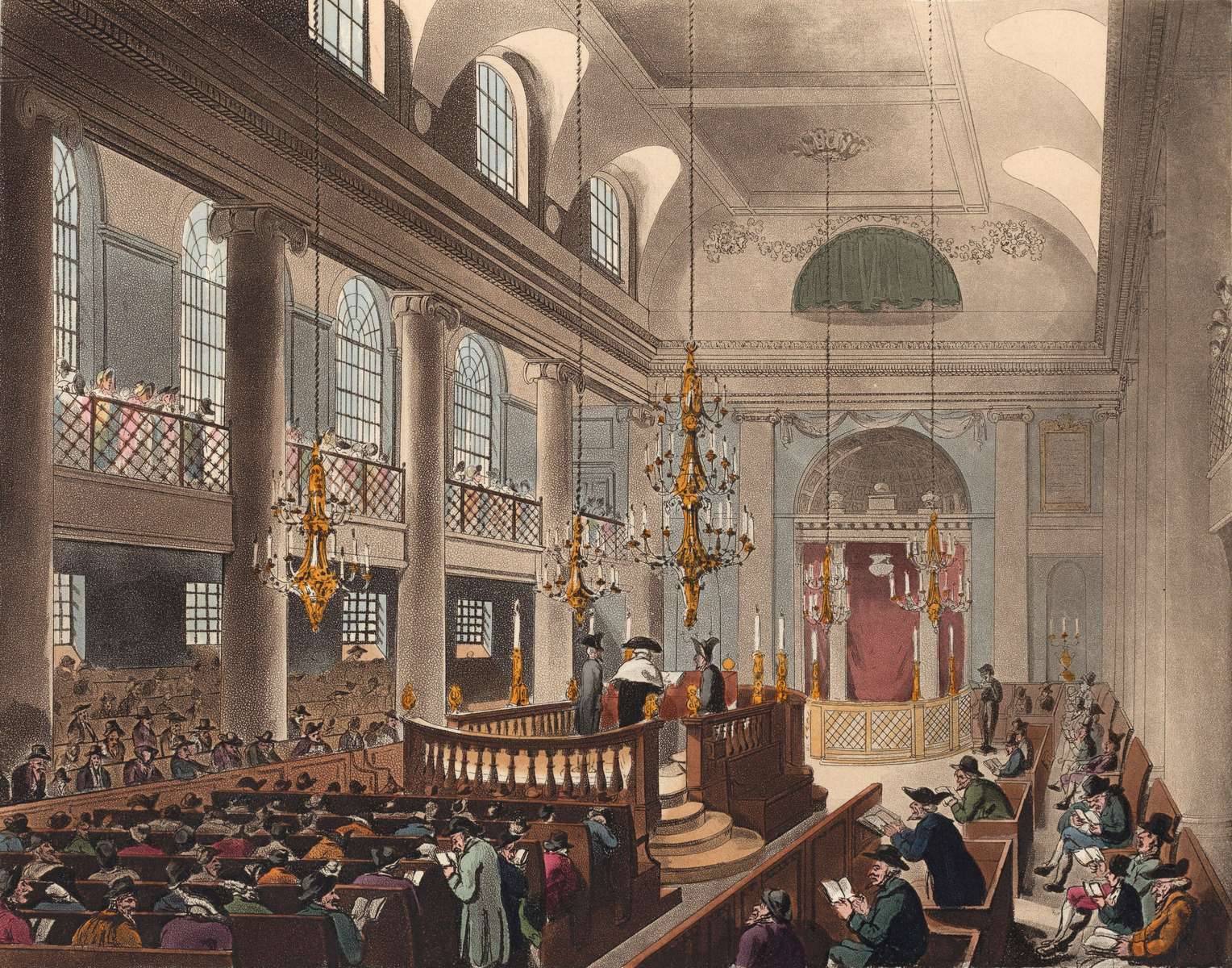 Rowlandson T -1809- Synagogue, London jigsaw puzzle online