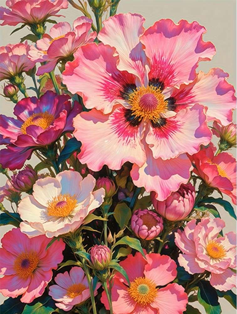 decorative pink flowers online puzzle