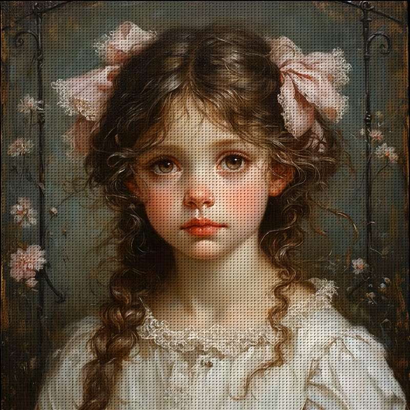 girl with pink bows in her hair online puzzle