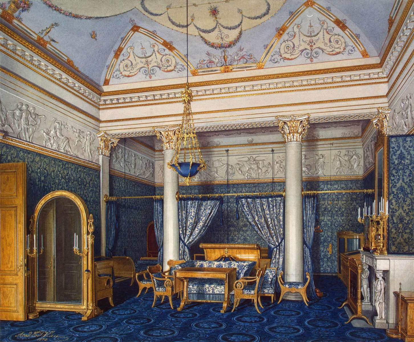 Hau E -1870- Bedroom, Winter Palace Petersburg online puzzle