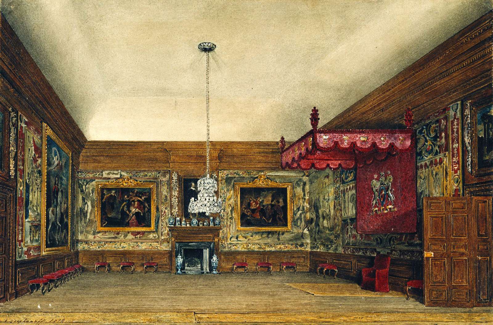 Stephanoff J -1818- Throne Room, Hampton Court online puzzle