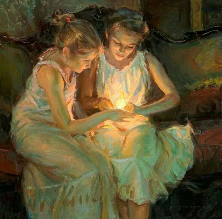 Girls with candle online puzzle