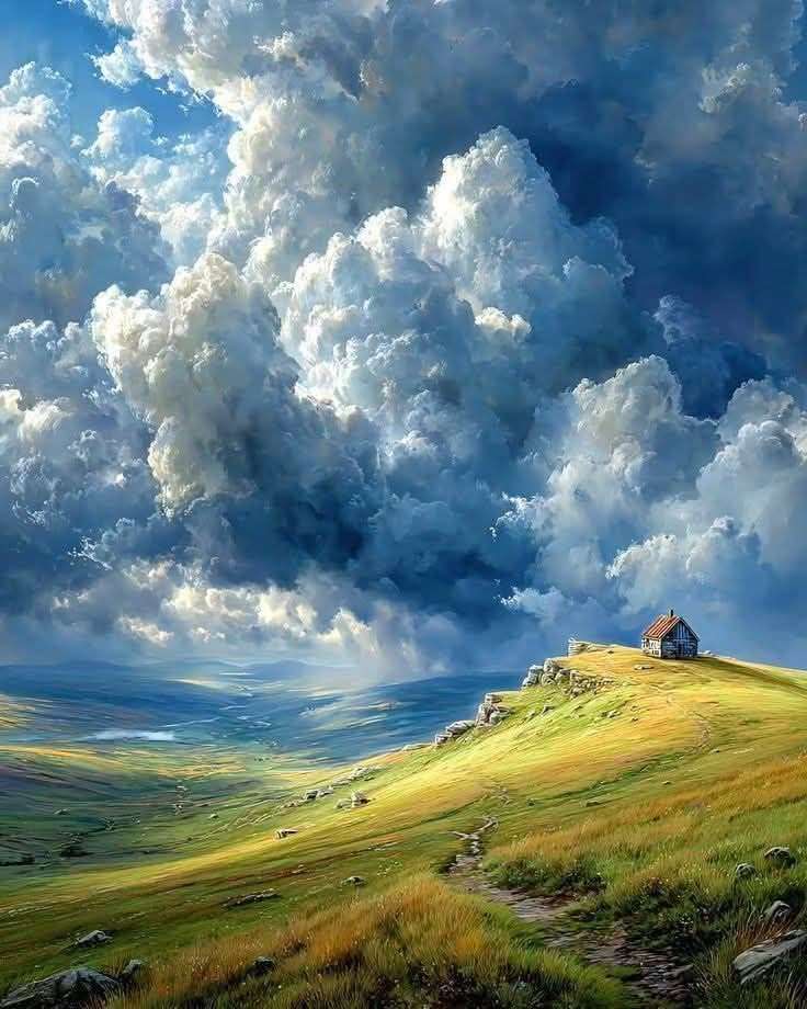 zonnige dag maar donderwolken in de verte legpuzzel online