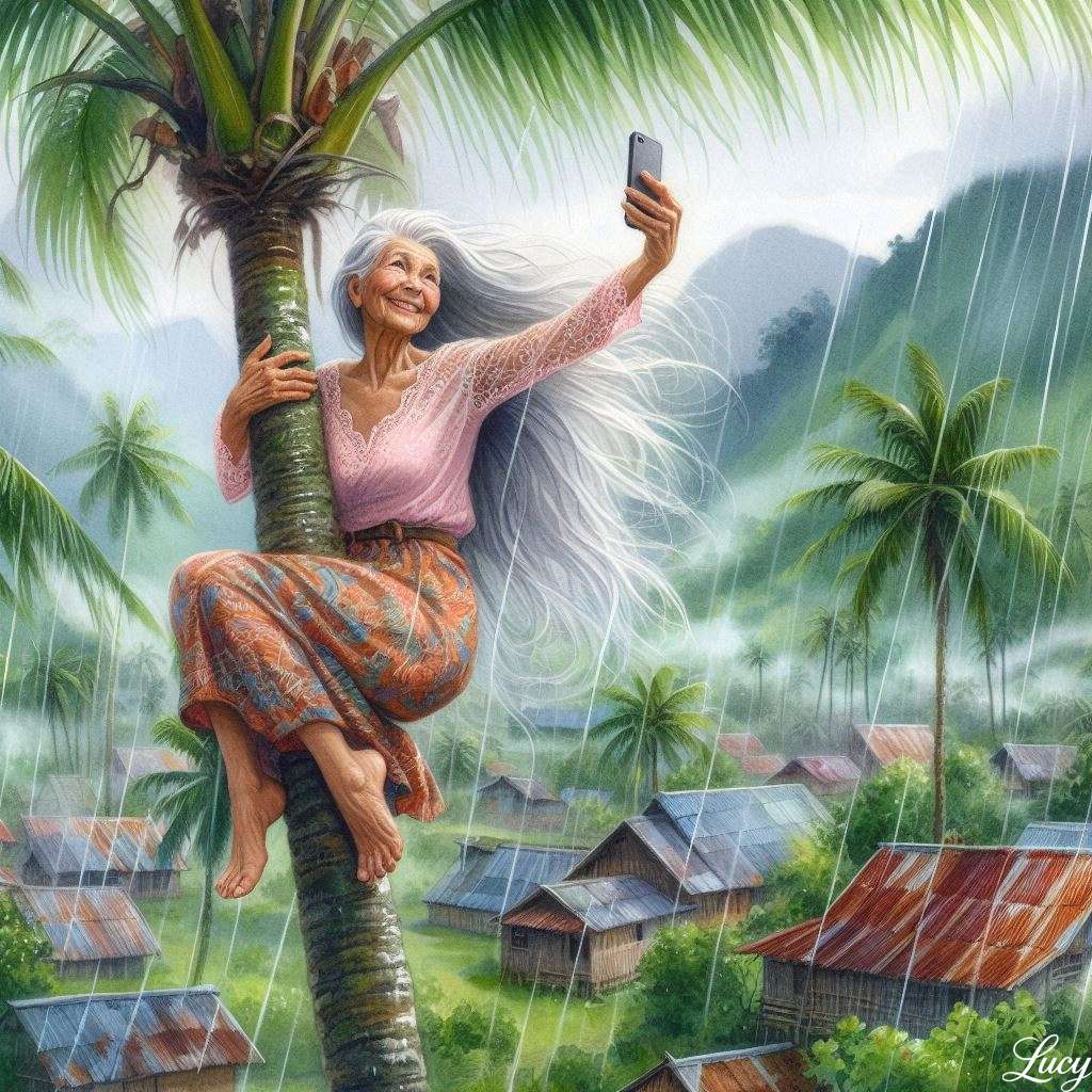 Selfie on heavy rainfall online puzzle