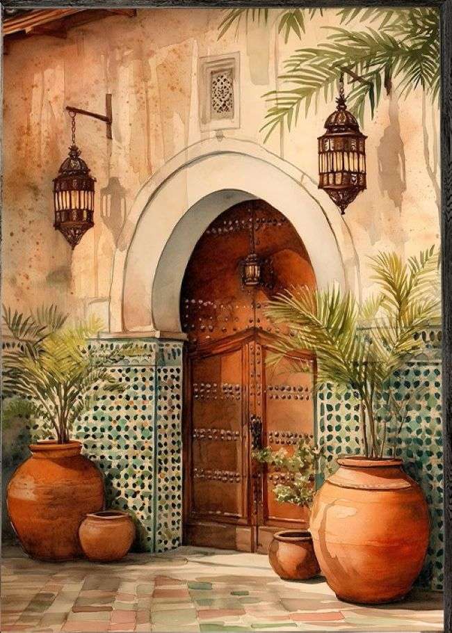 orientalny dom z latarniami puzzle online