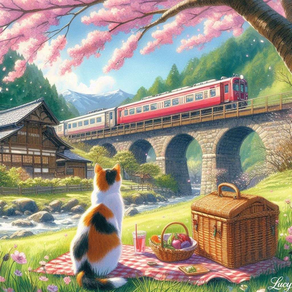 Eine ruhige japanische Landschaft im Frühling Puzzlespiel online