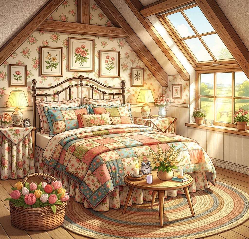 Jasna i przytulna sypialnia puzzle online