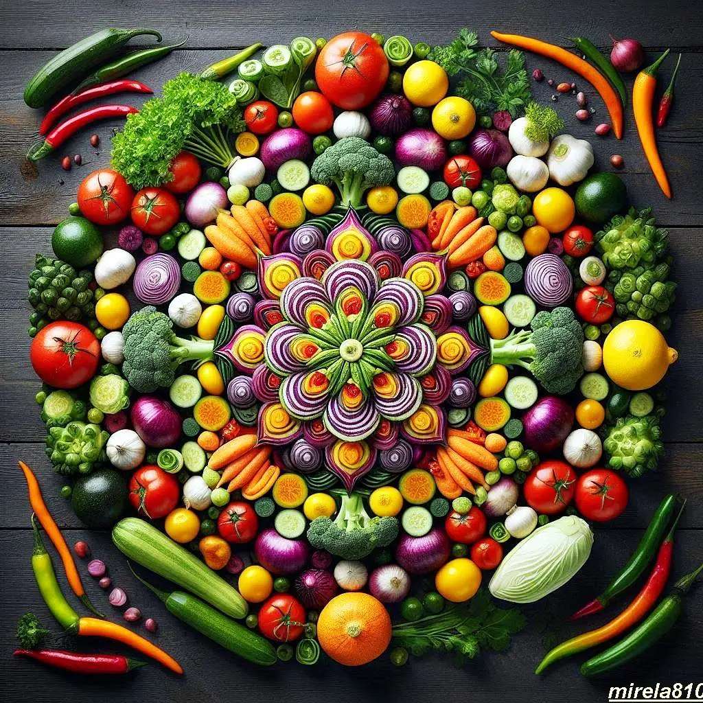 Mandala feita de vegetais puzzle online
