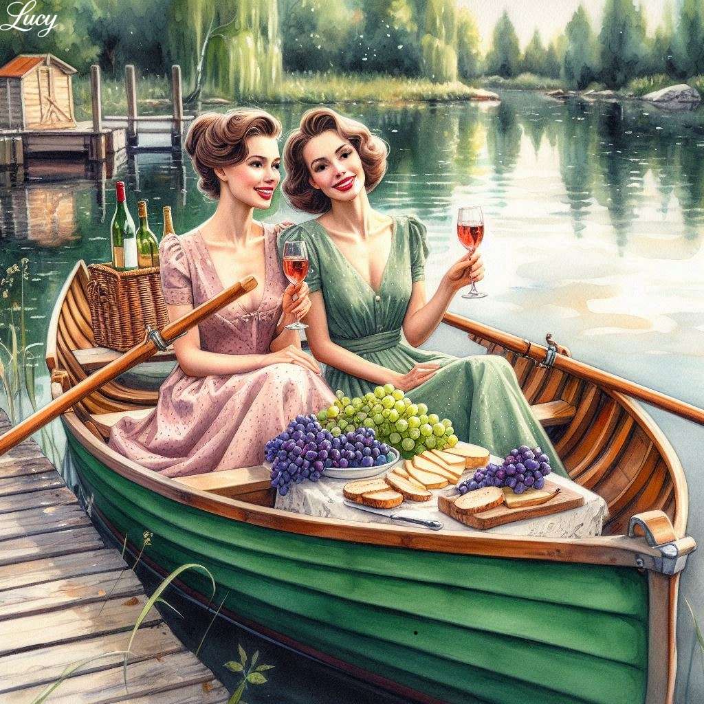 Een groene houten roeiboot legpuzzel online