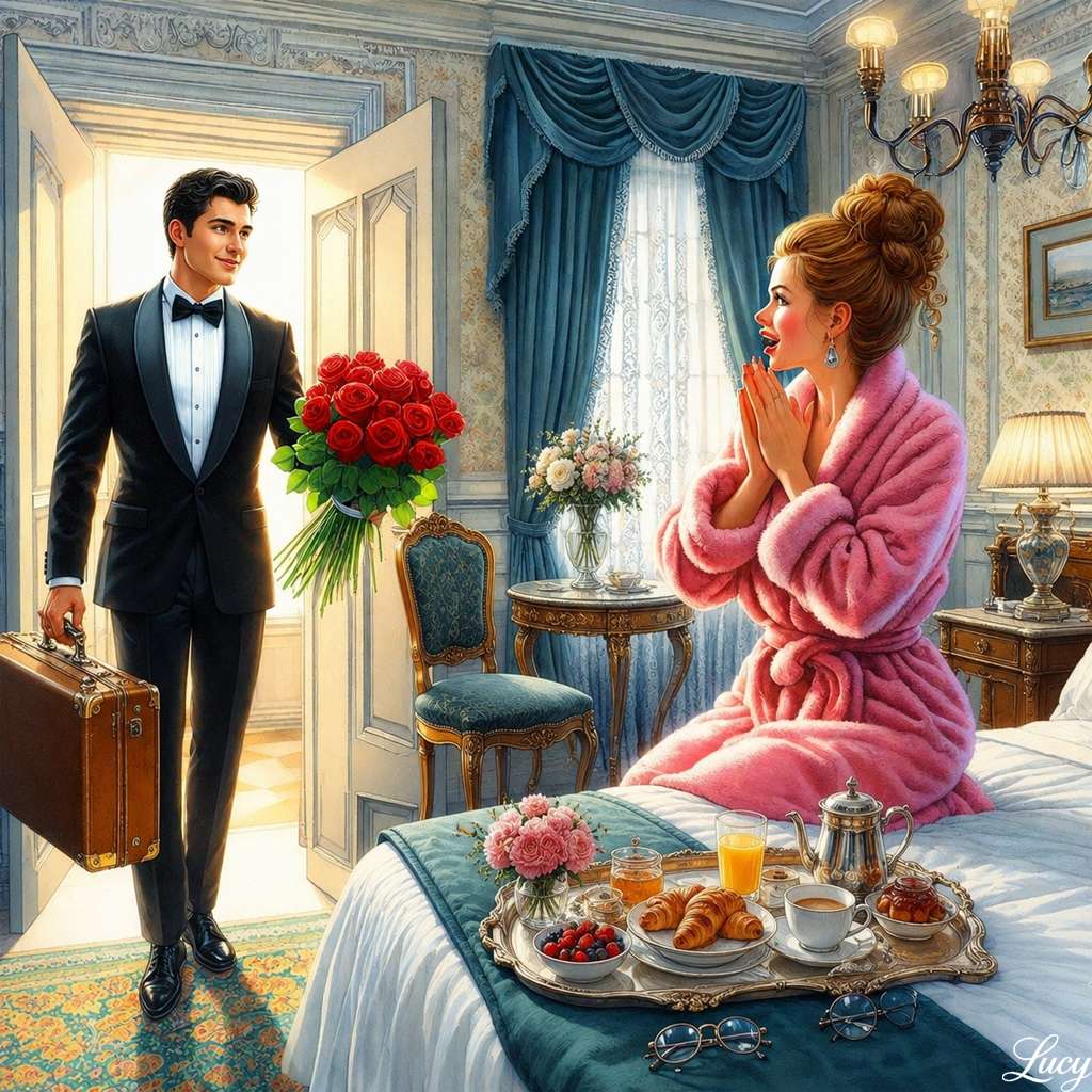 Romantyczna niespodzianka w luksusowym apartamencie puzzle online