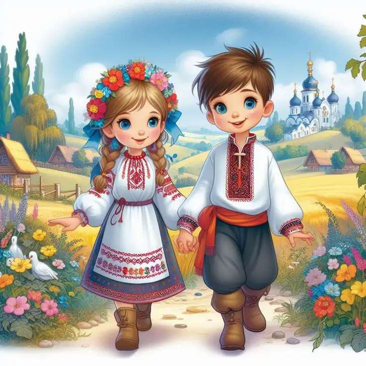 Bambini vestiti con abiti tradizionali puzzle online