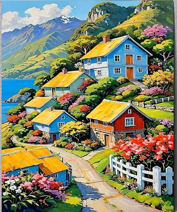 villaggio da favola in montagna puzzle online