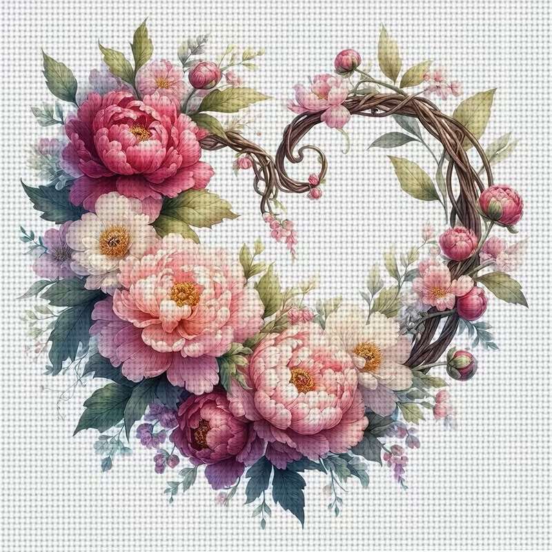 hjärta dekorerad med blommor pussel på nätet