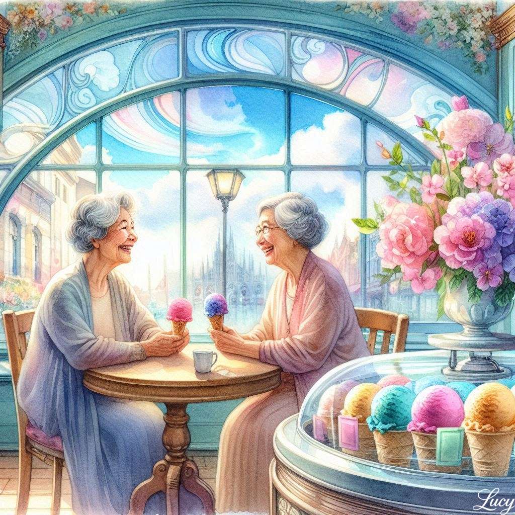 Eine urige Eisdiele in Pastelltönen Puzzlespiel online