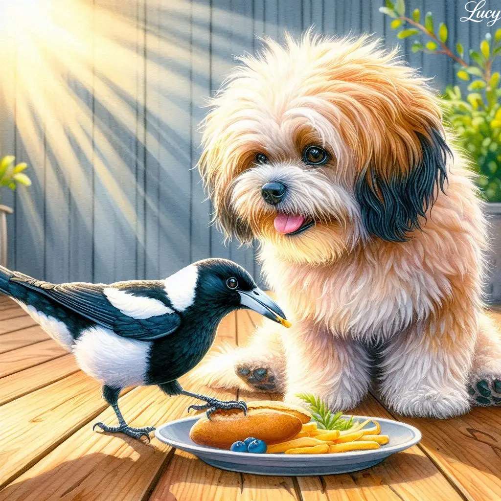 Lhasa apso și magpie australiană jigsaw puzzle online
