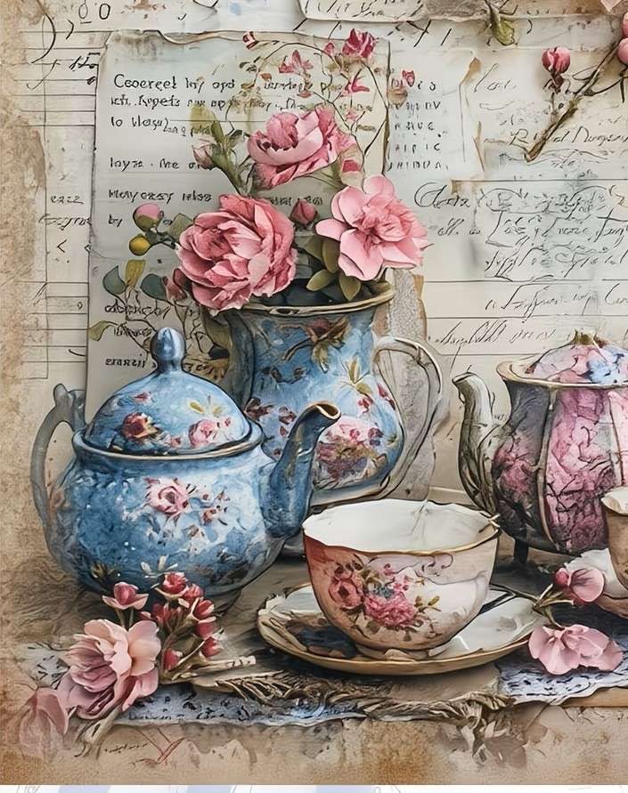set de ceai in stil vintage puzzle online