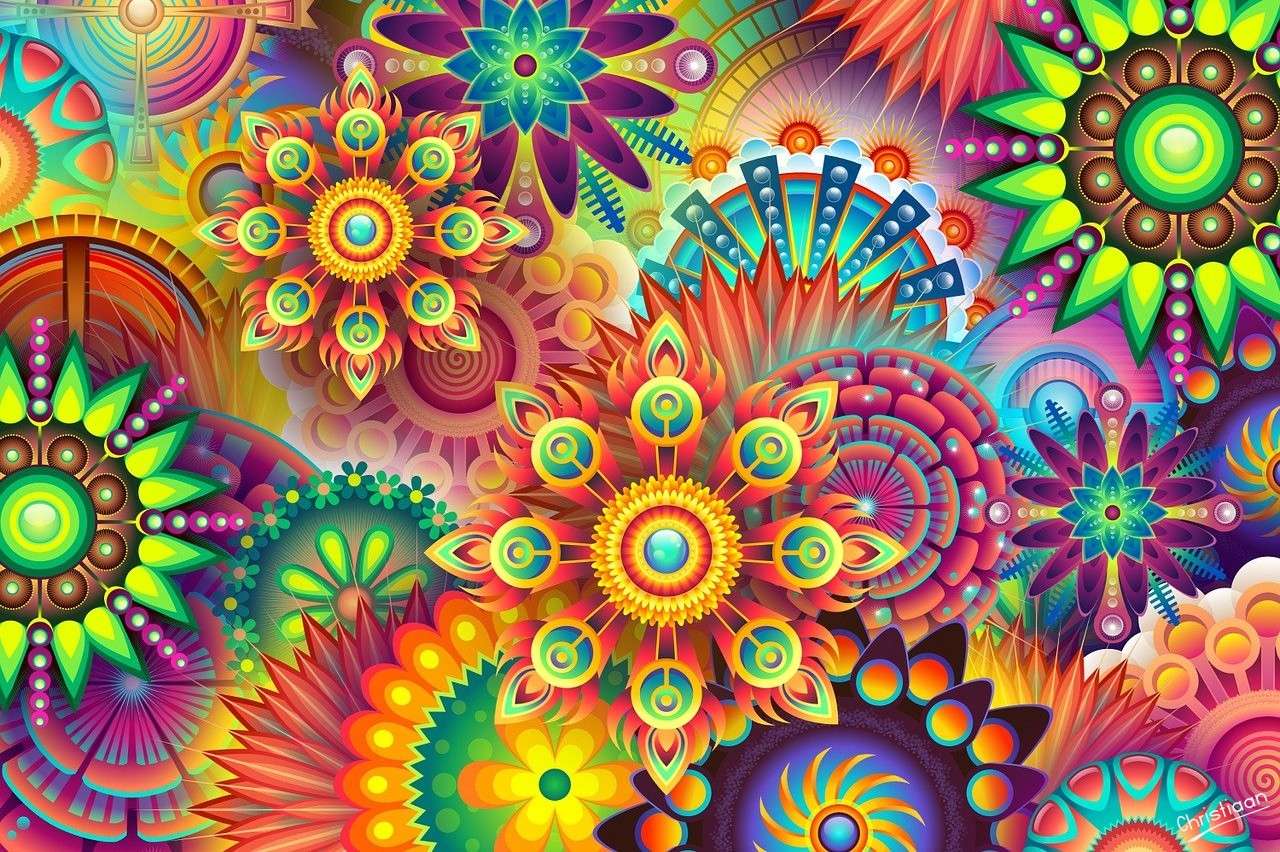 Mandalas, bunt, abstrakt. Puzzlespiel online