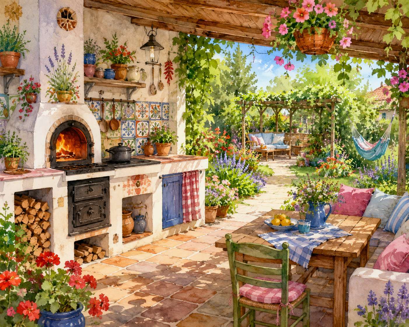 Sommerküche mit Esszimmer Puzzlespiel online