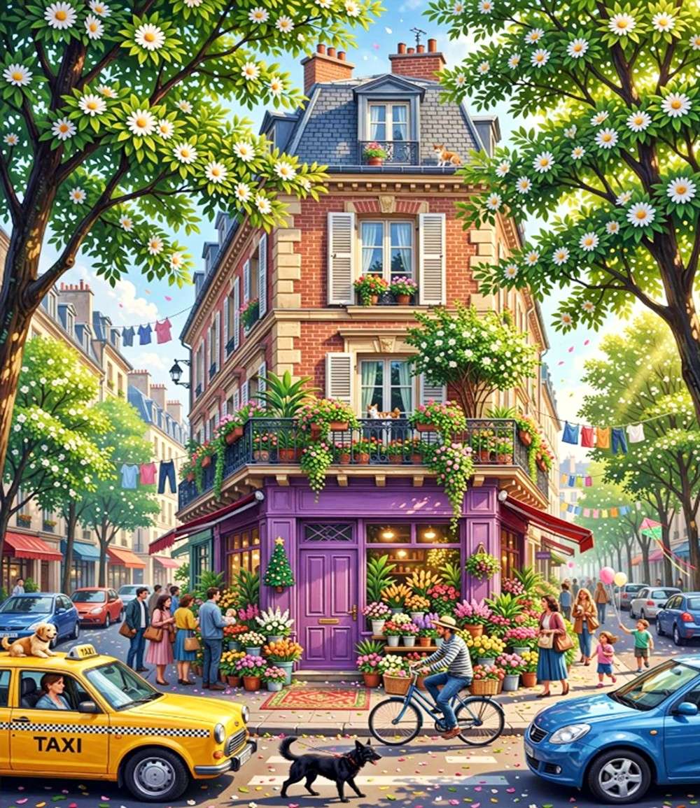 Parisisk blomsteraffär Pussel online