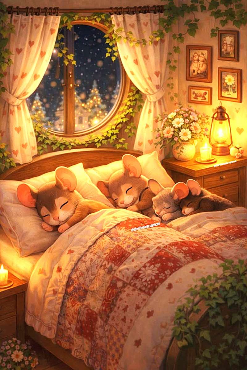 les souris dorment dans leur jolie chambre puzzle en ligne