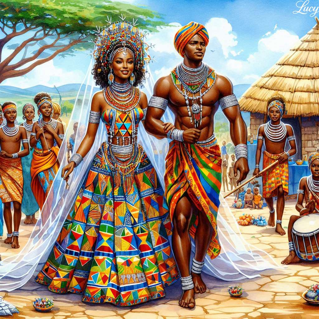 Una vibrante procesión nupcial africana rompecabezas en línea