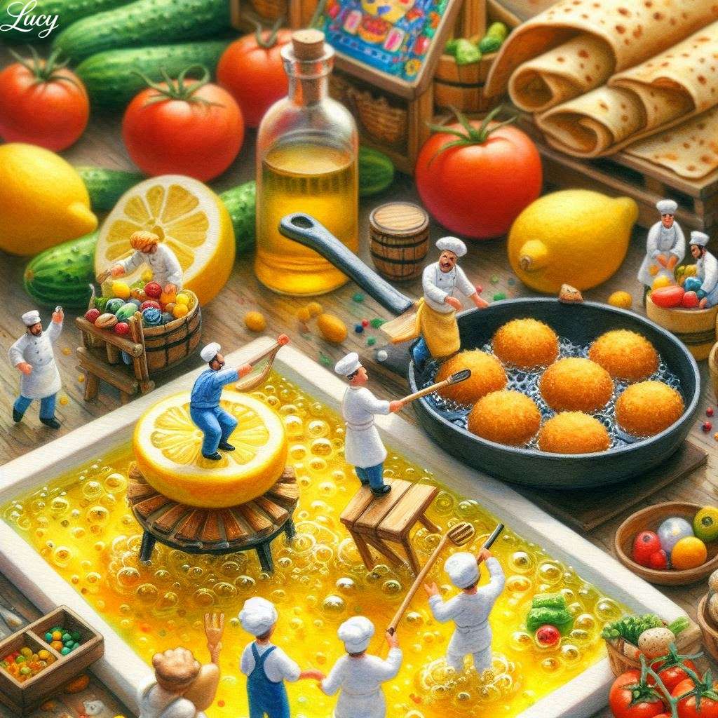 Escena de comida en miniatura. rompecabezas en línea