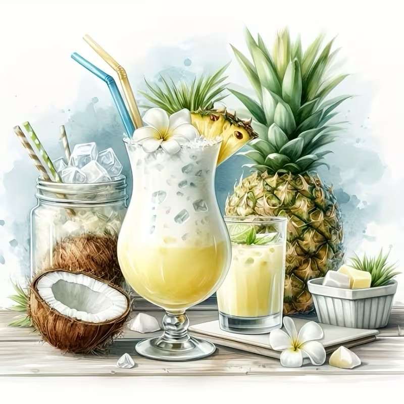 cócteles de coco y piña rompecabezas en línea