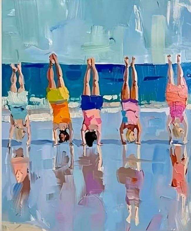 gymnastes au bord de la mer puzzle en ligne
