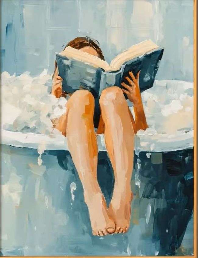 Entspannen Sie sich mit einem Buch in der Badewanne Puzzlespiel online