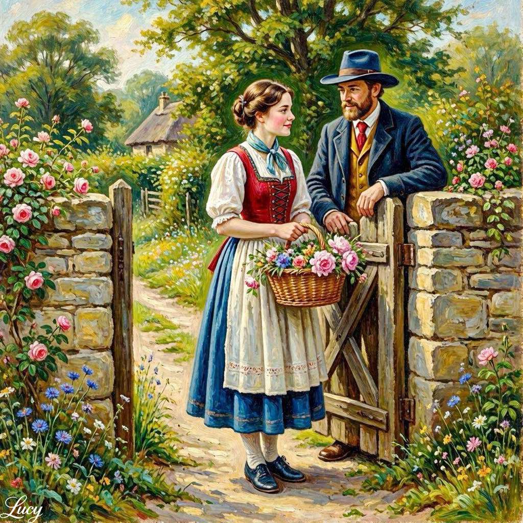 Rustic wooden gate between stone walls online puzzle