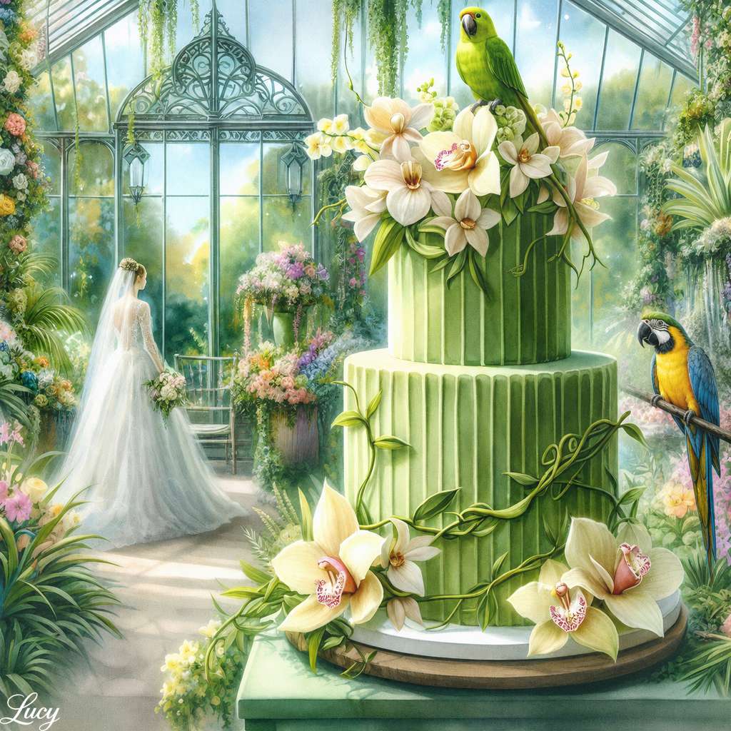 Romantic greenhouse wedding with tropical accents jigsaw puzzle online