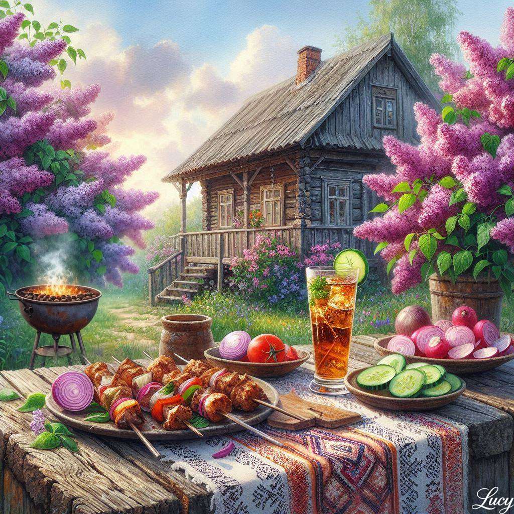 Rustic garden feast at sunset online puzzle