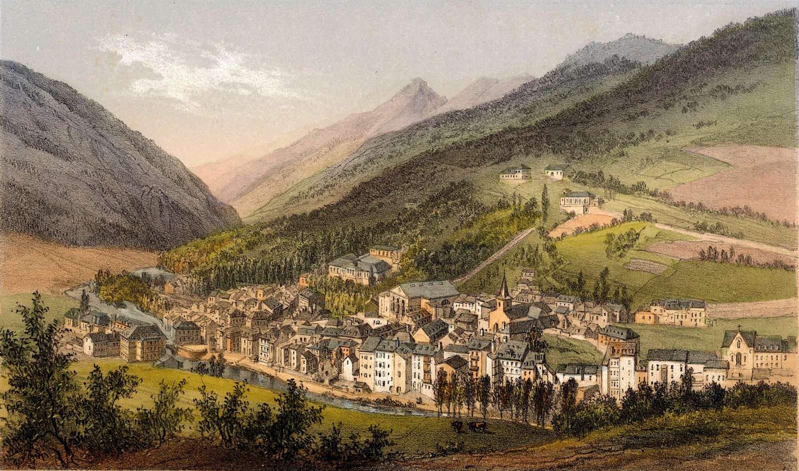 Arnout J -1855- Vedere din Cauterets, Franța puzzle online