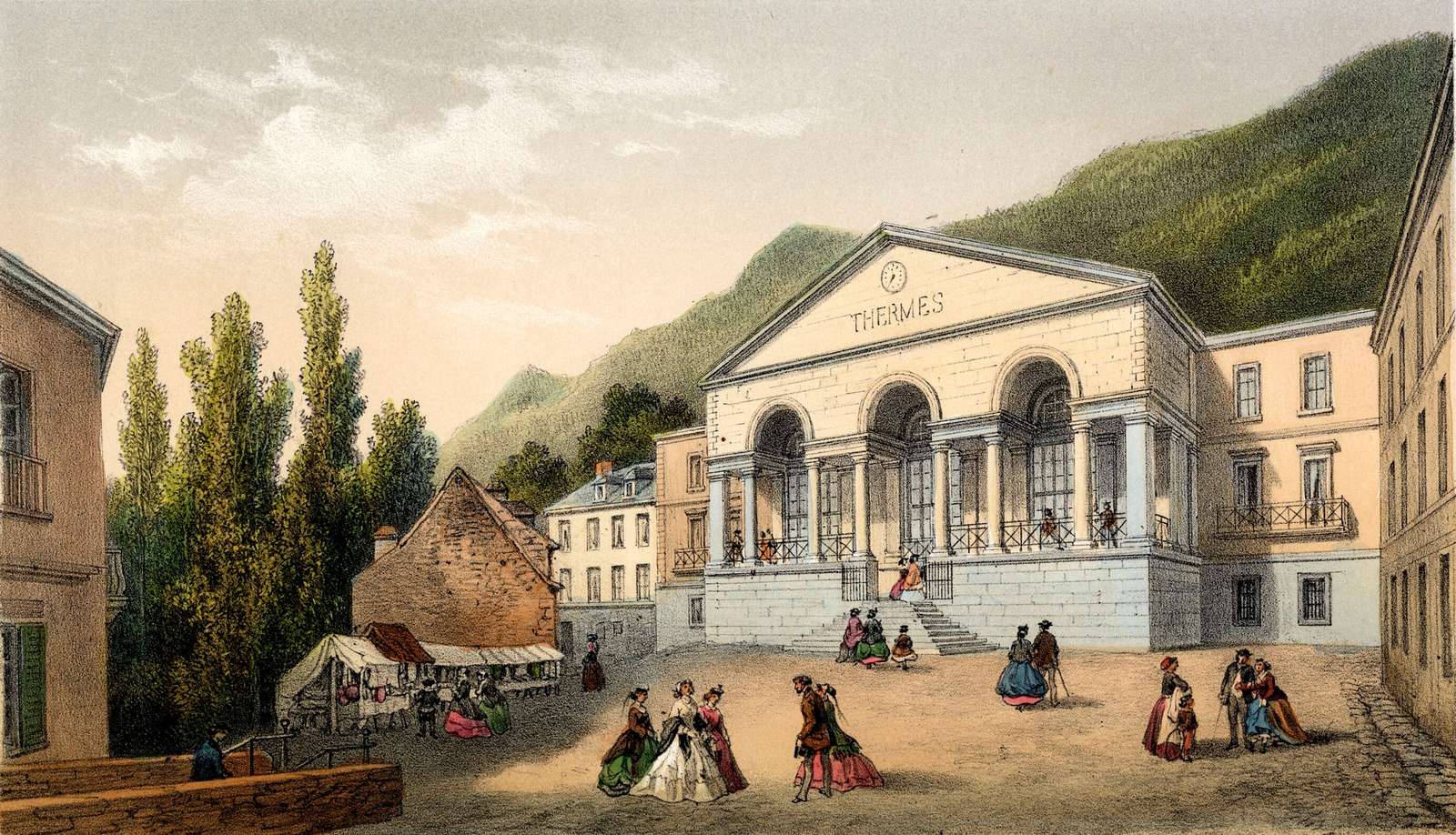 Arnout J -1855- Therme in Cauterets, Außenansicht Puzzlespiel online