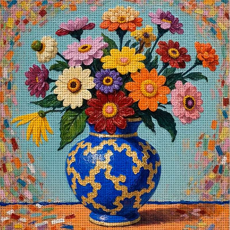 colorful flowers in a vase jigsaw puzzle online