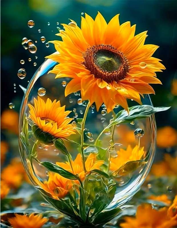 fiori in una goccia d'acqua puzzle online