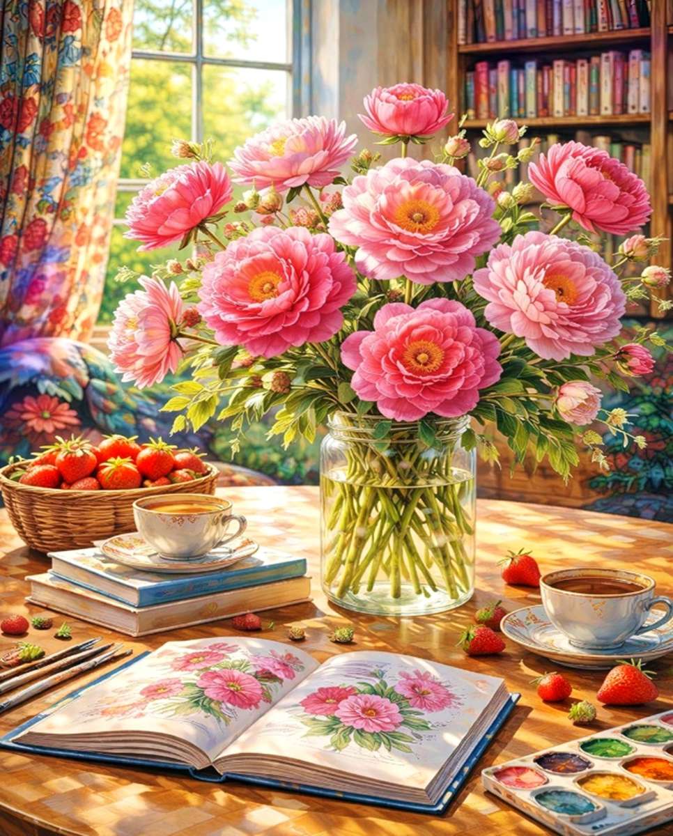 Życie z kwiatami puzzle online
