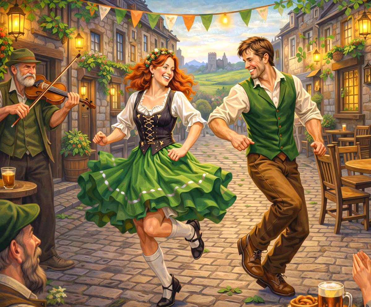 Scena świąteczna z okazji Dnia Świętego Patryka puzzle online